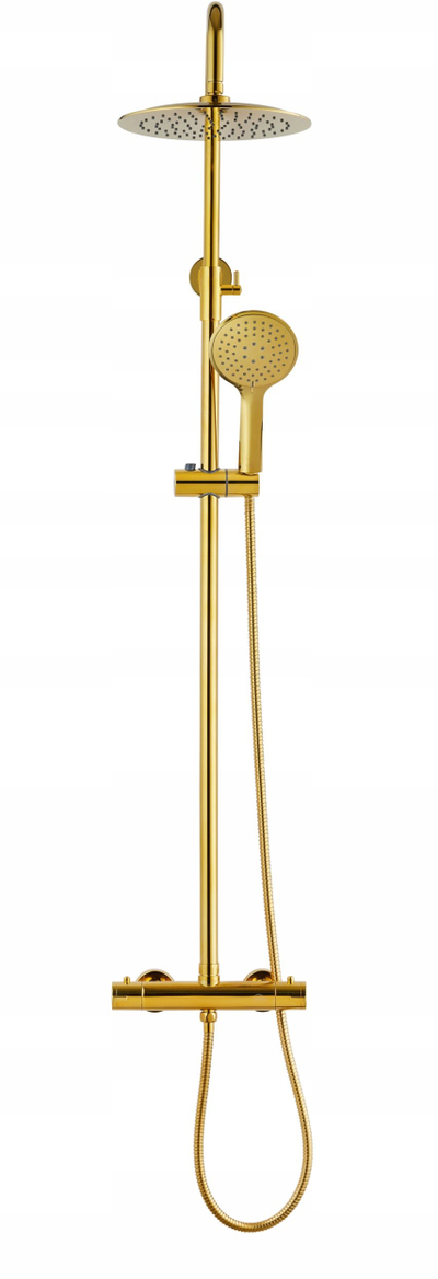 Kolonë dushi Gold Trend, me rubinet termostatik, lartësi e rregullueshme, ngjyrë gold