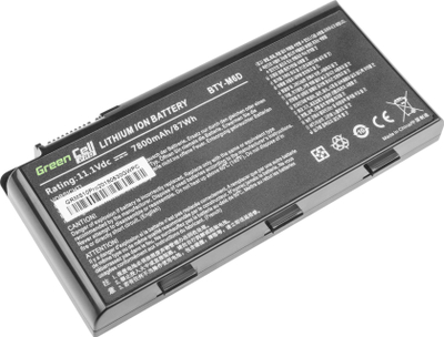 Bateri laptopi Green Cell PRO BTY-M6D, 7800mAh, 11.1V, e zezë