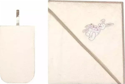 Set peshqiri për bebe Womar Terry, me kapuç 80x80 cm, pambuk 100%, ngjyrë krem