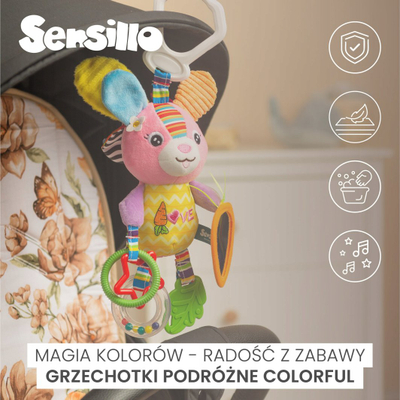 Lodër zhuritëse Sensillo Colorful Lepurush, 0m+, shumëngjyrëshe