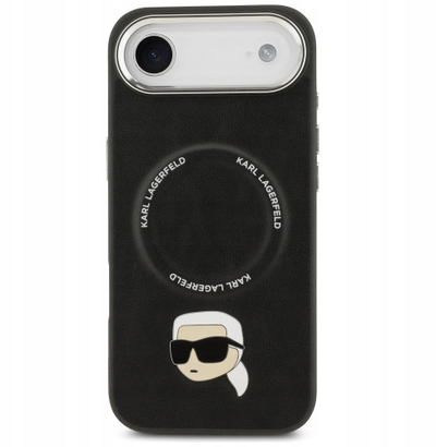 Maskë telefoni Karl Lagerfeld Leather MagSafe, për iPhone 17 Pro, lëkurë, e zezë