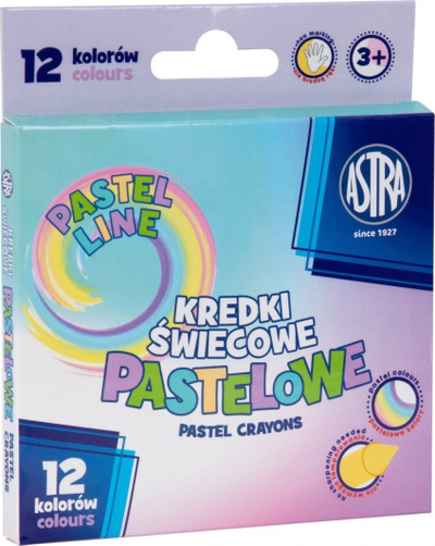 Ngjyra dylli Astra Pastel Crayons, 12 ngjyra pastel, me shumë ngjyra