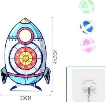 Lojë me shigjeta Space Rocket, tabelë ngjitëse, 3 toptha, me ngjyra të ndryshme