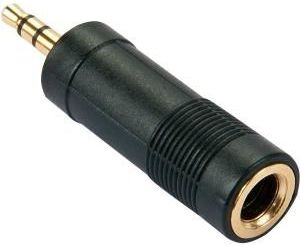 Adapter audio Lindy Jack 3.5mm në Jack 6.3mm, stereo, i zi