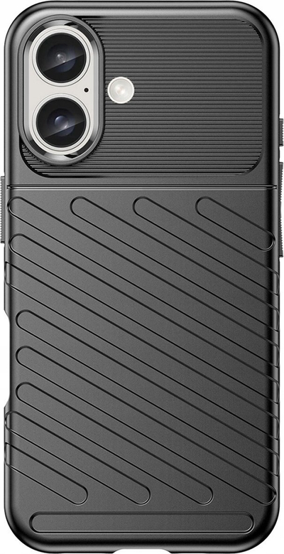 Maskë silikoni Thunder për iPhone 16 Plus, e hollë, që s’rrëshqet, e zezë