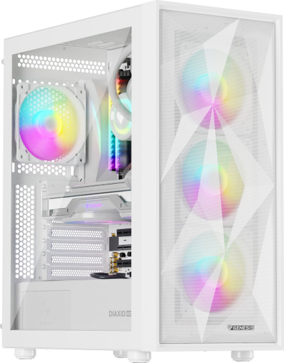 Kuti PC Genesis Diaxid 605 ARGB, ATX, 4x120mm fan, e bardhë