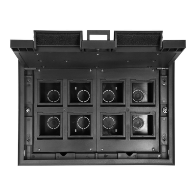 Kuti dyshemeje modulare Legrand, 8x45x45mm ose 16x22.5x45mm, kapak plastik, e zezë