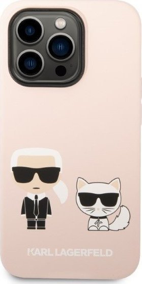 Kapak telefoni Karl Lagerfeld Liquid Silicone Karl &amp; Choupette MagSafe, për iPhone 14 Pro Max, rozë e çelët