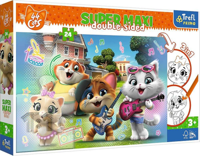 Puzzle dyanshëm TREFL Super Maxi Joyful Cats, 24 copa, 60x40cm, shumëngjyrësh