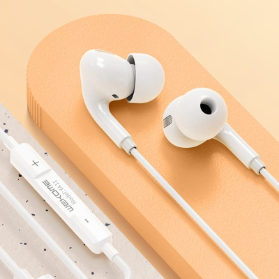 Kufje me kabllo Wekome YA11, USB-C, me mikrofon, të bardha