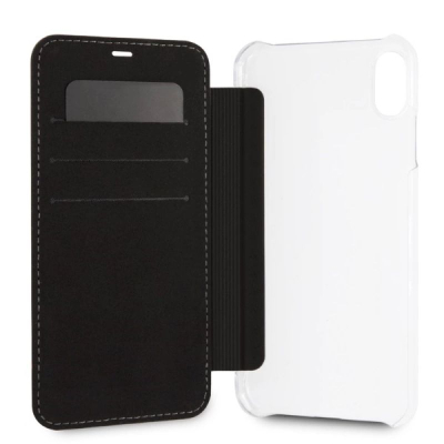 Kapak telefoni BMW M Collection Carbon për iPhone XS Max, tip portofoli, i zi