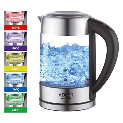 Ibrik elektrik Adler AD 1247, 1.7L, 2200W, xham transparent