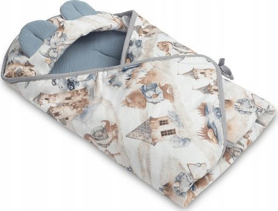 Batanije swaddle për ulëse makine BabyMate Muslin Dragons, 90x90cm, pambuk muslin, blu xhins