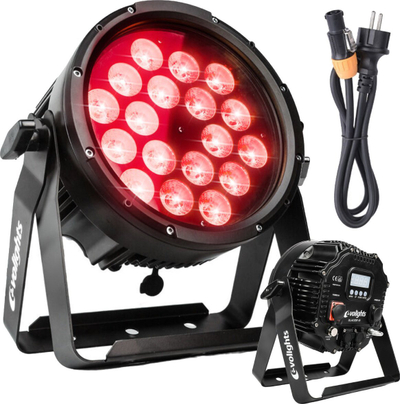 Reflektor LED EVOLIGHTS Glacier 18, 18x LED RGBWA UV, IP65, i zi