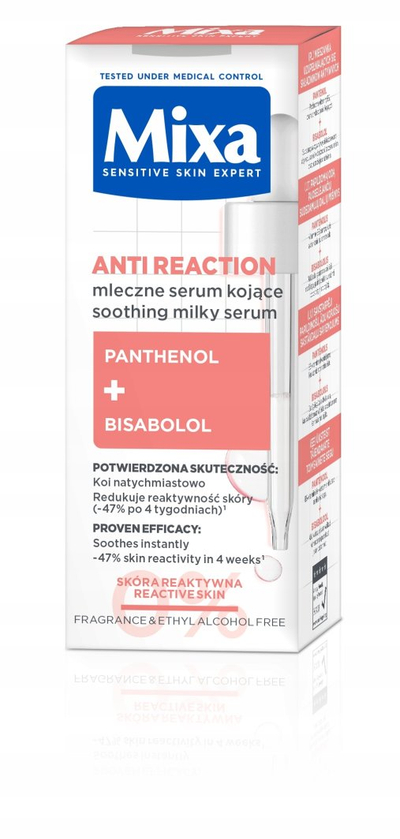 Serum qetësues qumështor për fytyrë Mixa Anti-Reaction, 50 ml
