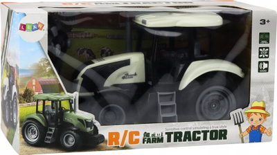 Lodër traktor me telekomandë LeanToys RC 2.4G, me zë, i bardhë