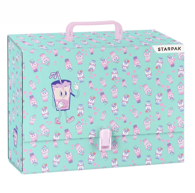 Dosje kartoni Starpak Case with Handle A4 90 Bubble Tea, format A4, me dorezë plastike, shumëngjyrëshe