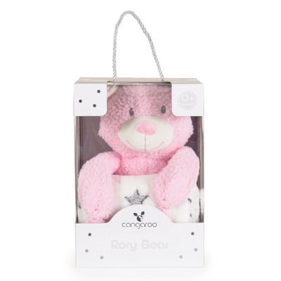 Set batanije dhe pelush Cangaroo Rory Bear, rozë