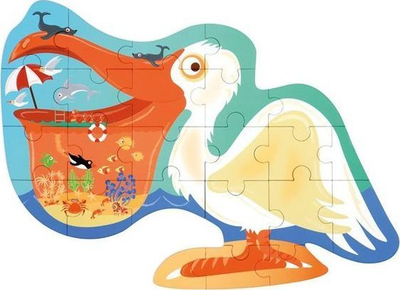 Puzzle kartoni Scratch Pelican Junior, 24 copa, 50 x 37 cm, portokalli me shumë ngjyra