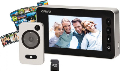 Vëzhgues elektronik dere Onwhite 4.7", regjistrim në micro SD, sensor lëvizjeje, argjendtë