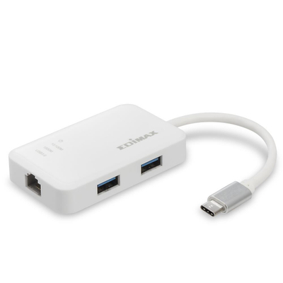 Qendër USB Edimax USB-C, 3 porta USB 3.0, Gigabit Ethernet, e bardhë