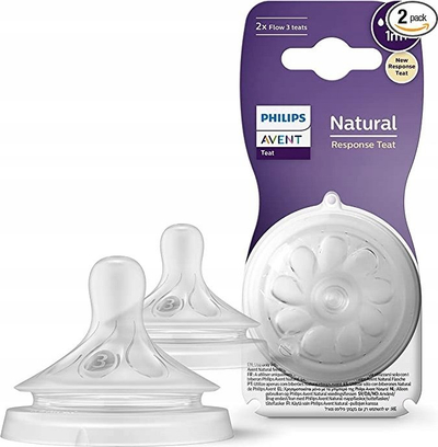 Biberon zëvendësues Philips Avent Natural Response, set 2 copë, 1m+, transparent