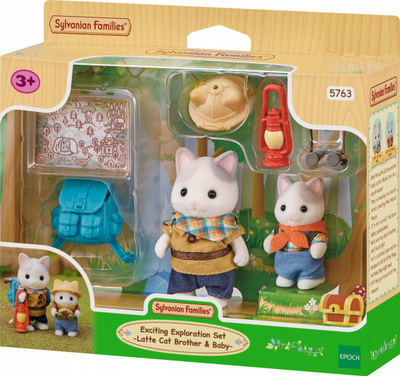 Set lodrash Sylvanian Families Exciting Exploration, Latte Cat vëllai dhe bebi, shumëngjyrësh