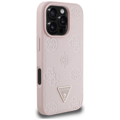 Футрола за телефон Guess Grained Triangle Logo MagSafe, за iPhone 16 Pro 6.3\", розова