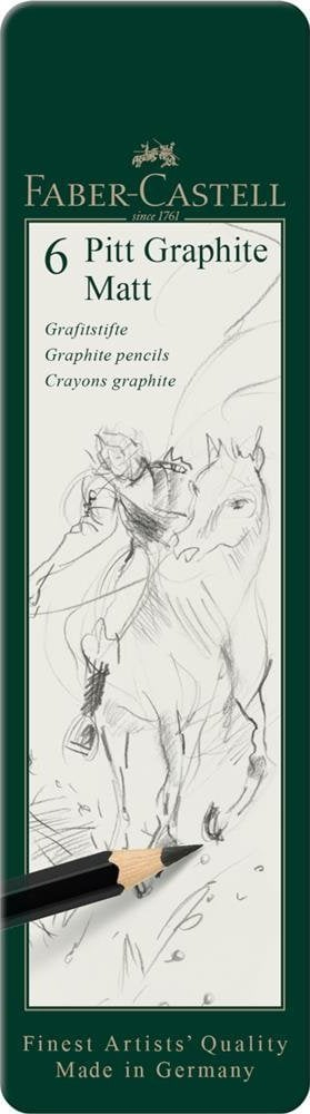 Set lapsa artistikë Faber Castell Pitt Graphite Matt, 6 copë, gradime 2B 12B, në kuti metalike
