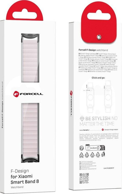 Rrip ore Forcell F-Design Fx8 për Xiaomi Smart Band 8, prej poliestër të ricikluar, i rregullueshëm, gri pluhuri