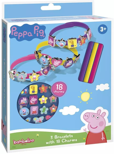 Set krijues Totum Peppa Pig Bracelets and Charms, byzylykë dhe varëse, shumëngjyrëshe