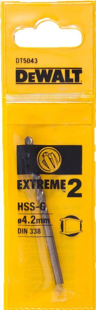 Spiral metalike DeWalt Extreme 2 HSS-G, 4.2mm, 75mm, ngjyrë metalike