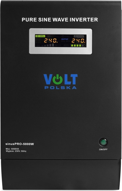 Furnizues energjie për raste pa drita Sinus Pro 5000VA 3500W, inverter me valë sinusi të pastër, me ekran LCD, ngjyrë e zezë