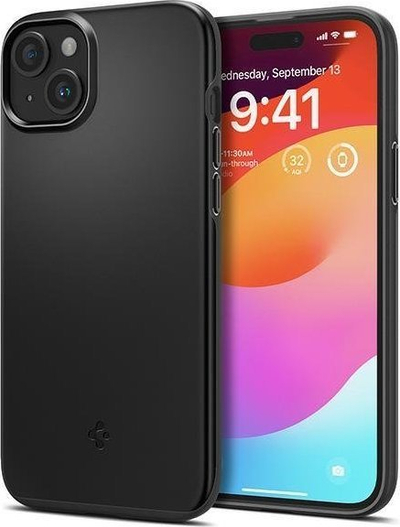 Mbrojtëse telefoni Spigen Thin Fit për iPhone 15 Plus 6.7", polikarbonat TPU, e zezë