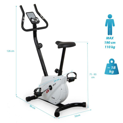 Biçikletë stërvitje magnetike Eb Fit B60, ekran LCD, rezistencë me rregullim me dorë, ngjyrë e bardhë