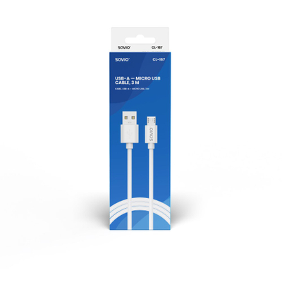 Кабел Savio, USB A/Micro-USB, 3 m