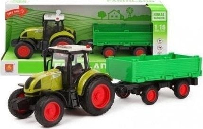 Lodër traktor Maksik Tractor me rimorkio, set fermë, shumëngjyrësh