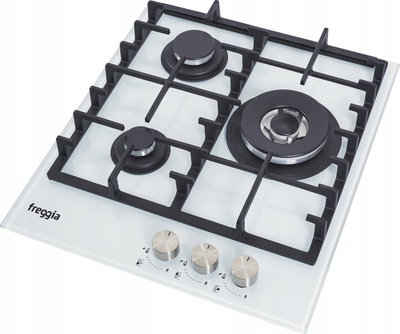 Pianurë me gaz Freggia HCG430VGTW, 45 cm, 3 vatra, xham i bardhë