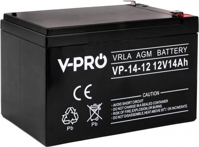 Bateri AGM VPRO 12V 14Ah, VRLA pa mirëmbajtje, e zezë