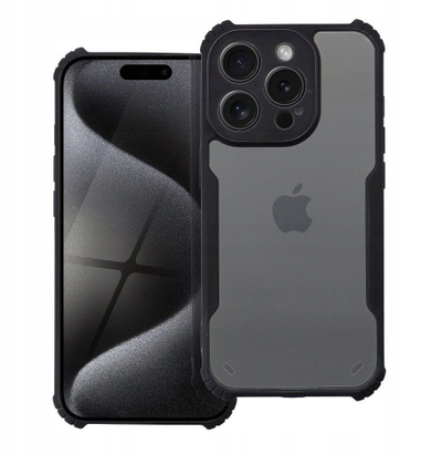 Futera mbrojtëse për iPhone 16 Pro Max, kundër rënies, transparente, e zezë