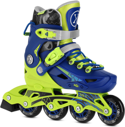 Patina inline për fëmijë Nils Extreme NA1055 Blaze, rregullim i madhësisë, frenë e pasme, blu neoni