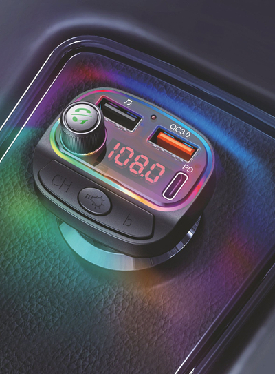Transmiter Swissten FM RGB, 12.0V - 24.0V, USB-C dhe USB-A, 15.5W, i zi