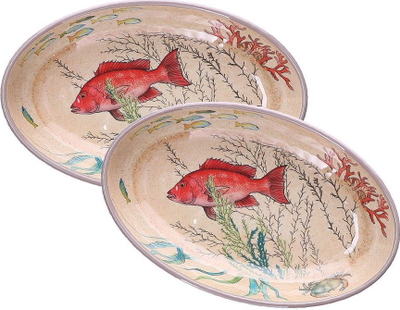 Set pjata servirjeje No Name Sea Life, ovale, melaminë, 24 x 15 cm, shumëngjyrëshe
