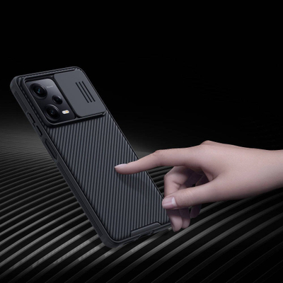 Këllëf telefoni Nillkin CamShield Pro për Redmi Note 12 Pro Plus, kapak rrëshqitës kamere, i fortë ndaj goditjeve, i zi
