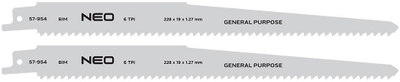 Teh sharrë reciproke NEO 57-954, 228mm, 6 TPI, set 2 copë, gri