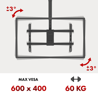 Mbajtëse tavani për TV Maclean MC-112 B, 43-86", 60kg, e zezë