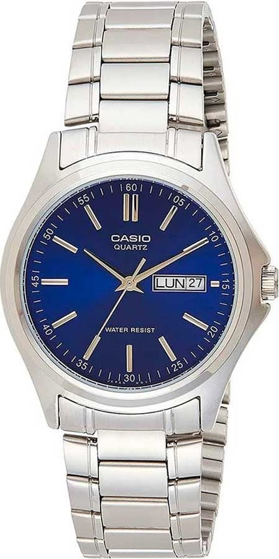 Ora dore Casio MTP-1239D-2AVDF, çelik inox, rezistente ndaj ujit, blu argjendtë