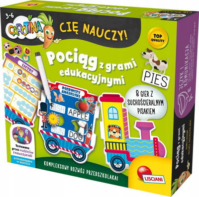 Едукативна играчка Carotina Train With Games, интерактивен воз, деца 3+, шарена