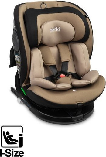 Авто седиште за деца Mokki I-Size, 40–150 cm, вртење 360°, беж