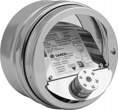 Regullator tërheqjeje oxhaku Darco RCQ, i rrumbullakët, 150 mm, inox
